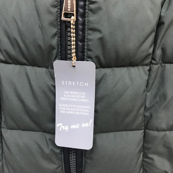 Laundry By Shelli Segal Fur Trim Puffer Moss Green - Picture 9 of 16